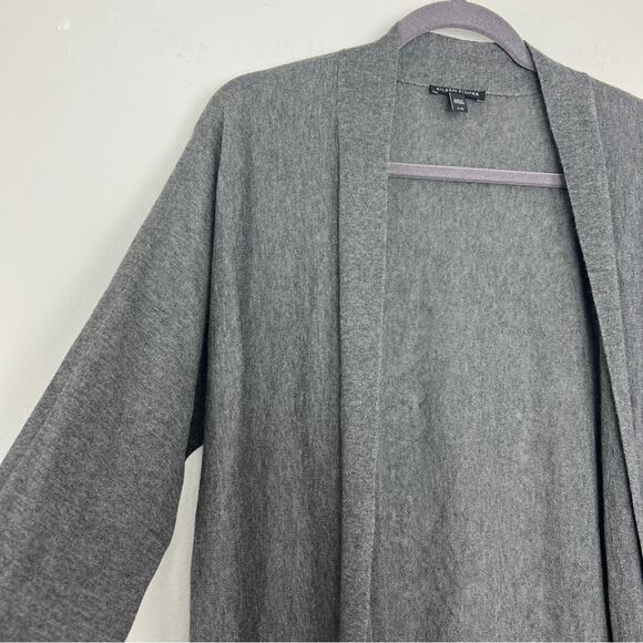 Eileen Fisher | Alpaca Merino Wool Tencel Open Front Gray Lightweight Cardigan L - Picture 2 of 7